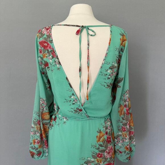 Auguste the Label Jennifer Maxi Dress Green Floral Boho Lightweight Lined Size S - Picture 10 of 16